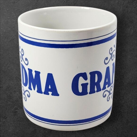 Vintage Grandma Mug GHC England Blue White Stoneware Coffee Cup Grannycore Gift - Picture 2 of 7